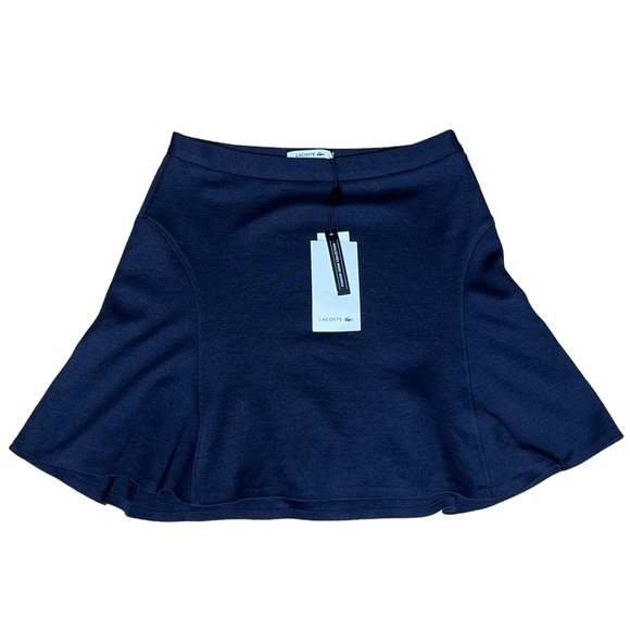 Lacoste Midnight Blue 100% Wool Side Zip A Line Mini Skirt Size 6 Made In France - Picture 9 of 9
